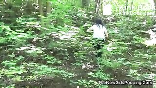 girl pooping outdoor