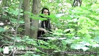 girl pooping outdoor