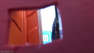 multiple women porter potty - pooping (no faces)