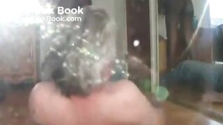 Ebony teen shitting on her bald slave