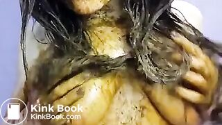 messy girl plays hard with her shit