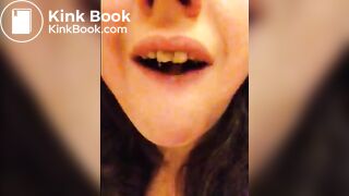 Pig chews and swallows her own shit.