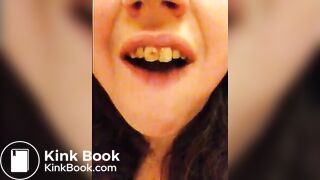 Pig chews and swallows her own shit.