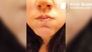 Pig chews and swallows her own shit.