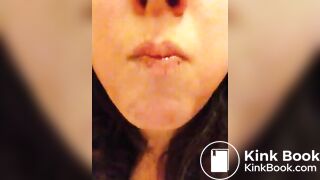 Pig chews and swallows her own shit.