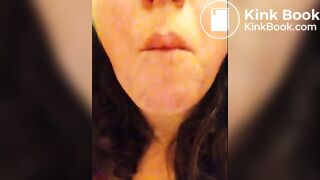 Pig chews and swallows her own shit.