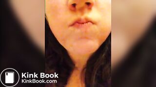 Pig chews and swallows her own shit.