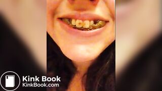 Pig chews and swallows her own shit.