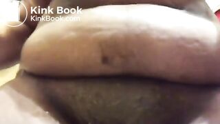 Fat black slut smears shit on her pussy