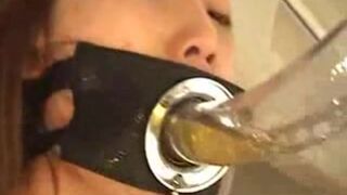 Petite human toilet girl being used