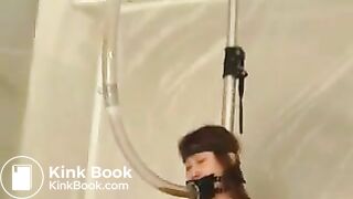 Petite human toilet girl being used