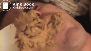 Eating some creamy yellow shit.