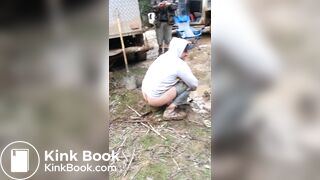 Trucker Takes a Shit Outdoors in Front of Mates