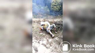 Trucker Takes a Shit Outdoors in Front of Mates