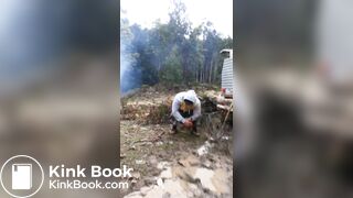 Trucker Takes a Shit Outdoors in Front of Mates