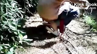 Monique, french granny, is shitting in the country