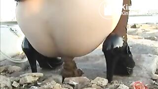 Japanese pooping outdoor