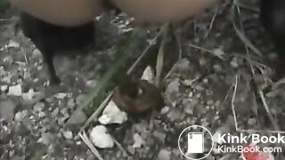 Japanese pooping outdoor
