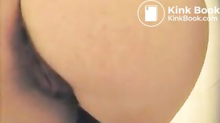 Toilet spycam behind the girl