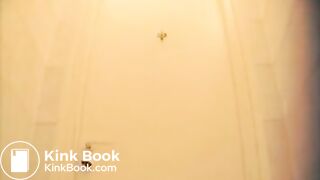 Toilet spycam behind the girl