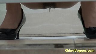 Chinese girl takes a thickest shit