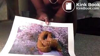 Sexy ebony shitting on picture