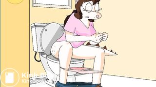 Animated girl on the toilet