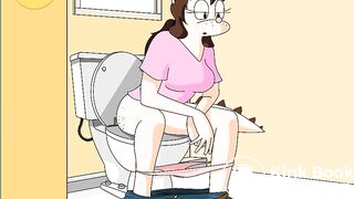 Animated girl on the toilet