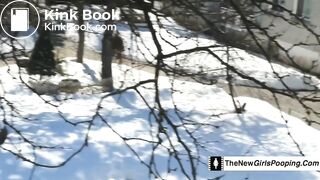 Black woman shitting on balcony