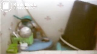 Girl thai poop in toilet