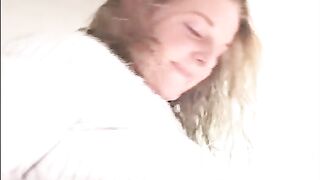 Blonde teen poops on a plate