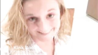 Blonde teen poops on a plate