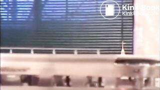 Girl shitting on a model train