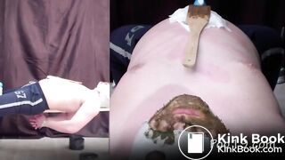 3 girls shit in 1 slave mouth.