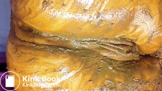 Fishnet pantyhose shitting and toying - video 2