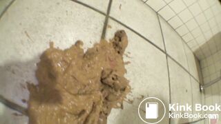 Girl poop on bathroom floor
