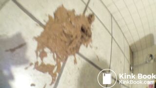 Girl poop on bathroom floor