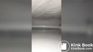 Girl has a big poop on restaurant spycam