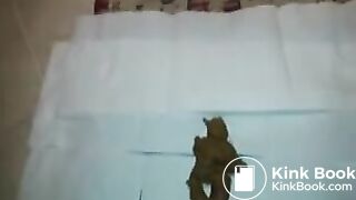 Black girl doggy shitting long turds