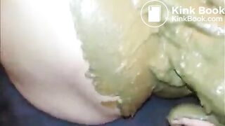 Wife gets partnerpoop stuffed inside birthcanal & orgasms out of disgust