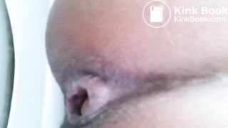 Big booty ebony poops big turd in toilet