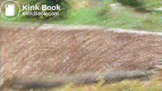 Blonde girl poop outside 4321