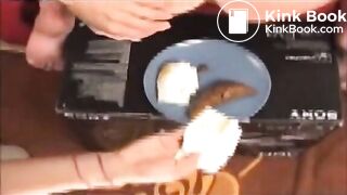 Blonde teen poops, friend wipes