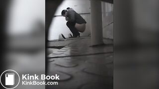 Group of girls shitting in a hole