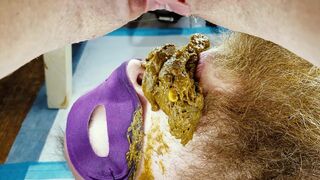 Mistress shits in slave mouth for Valentine's day