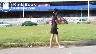 ...e pooping her blue panties.