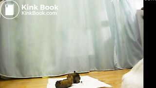 Sexy girl shitting and pissing in bathroom floor