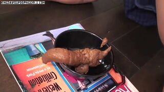 girl shitting huge turd