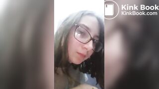 Lovely teen in glasses doing scat again
