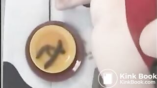 Shitting on a plate and smearing - video 2